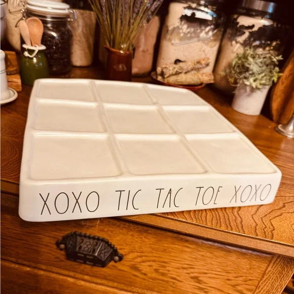 Rae Dunn Ceramic Tic Tac Toe Board 12”x12” - Picture 2 of 6